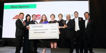 烈万市华商新会长就职晚宴拨款捐医院